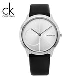 Buy Shop Calvin Klein Minimal Silver Dial Black Leather Strap Watch for Men - K3M221CY USA Online