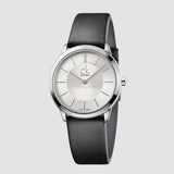 Buy Shop Calvin Klein Minimal Silver Dial Black Leather Strap Watch for Women - K3M221C6 USA Online