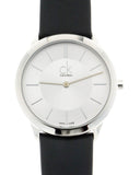 Buy Shop Calvin Klein Minimal Silver Dial Black Leather Strap Watch for Women - K3M221C6 USA Online