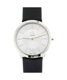 Buy Shop Calvin Klein Minimal Silver Dial Black Leather Strap Watch for Women - K3M221C6 USA Online