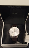 Buy Shop Calvin Klein Minimal Silver Dial Brown Leather Strap Watch for Men - K3M211G6 USA Online