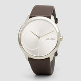 Buy Shop Calvin Klein Minimal Silver Dial Brown Leather Strap Watch for Men - K3M211G6 USA Online