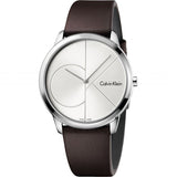 Buy Shop Calvin Klein Minimal Silver Dial Brown Leather Strap Watch for Men - K3M211G6 USA Online