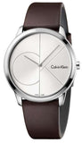 Buy Shop Calvin Klein Minimal Silver Dial Brown Leather Strap Watch for Men - K3M211G6 USA Online