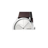 Buy Shop Calvin Klein Minimal Silver Dial Brown Leather Strap Watch for Men - K3M221G6 USA Online