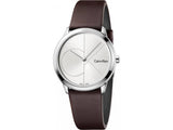 Buy Shop Calvin Klein Minimal Silver Dial Brown Leather Strap Watch for Men - K3M221G6 USA Online