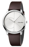 Buy Shop Calvin Klein Minimal Silver Dial Brown Leather Strap Watch for Men - K3M221G6 USA Online