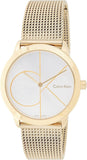 Buy Shop Calvin Klein Minimal Silver Dial Gold Mesh Bracelet Watch for Women - K3M22526 USA Online