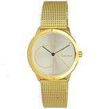 Buy Shop Calvin Klein Minimal Silver Dial Gold Mesh Bracelet Watch for Women - K3M22526 USA Online