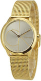 Buy Shop Calvin Klein Minimal Silver Dial Gold Mesh Bracelet Watch for Women - K3M22526 USA Online