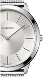 Buy Shop Calvin Klein Minimal Silver Dial Silver Mesh Bracelet Watch for Men - K3M21126 USA Online