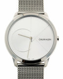 Buy Shop Calvin Klein Minimal Silver Dial Silver Mesh Bracelet Watch for Men - K3M2112Z USA Online