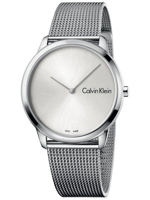 Buy Shop Calvin Klein Minimal Silver Dial Silver Mesh Bracelet Watch for Men - K3M211Y6 USA Online