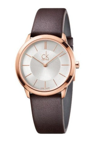 Buy Shop Calvin Klein Minimal White Dial Brown Leather Strap Watch for Men - K3M216G6 USA Online