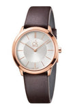 Buy Shop Calvin Klein Minimal White Dial Brown Leather Strap Watch for Men - K3M216G6 USA Online