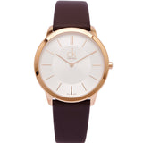 Buy Shop Calvin Klein Minimal White Dial Brown Leather Strap Watch for Men - K3M216G6 USA Online