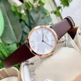Buy Shop Calvin Klein Minimal White Dial Brown Leather Strap Watch for Women - K3M226G6 USA Online