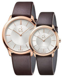 Buy Shop Calvin Klein Minimal White Dial Brown Leather Strap Watch for Women - K3M226G6 USA Online