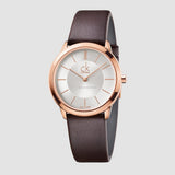 Buy Shop Calvin Klein Minimal White Dial Brown Leather Strap Watch for Women - K3M226G6 USA Online
