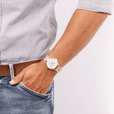 Calvin Klein Minimal White Dial Rose Gold Mesh Bracelet Watch for Men - K3M21626