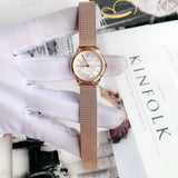 Calvin Klein Minimal White Dial Rose Gold Mesh Bracelet Watch for Women - K3M23626
