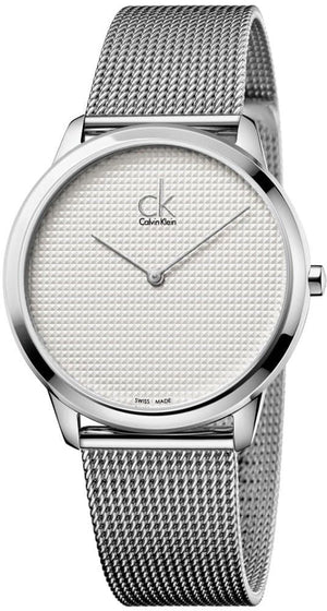 Buy Shop Calvin Klein Minimal White Dial Silver Mesh Bracelet Watch for Men - K3M2112Y USA Online