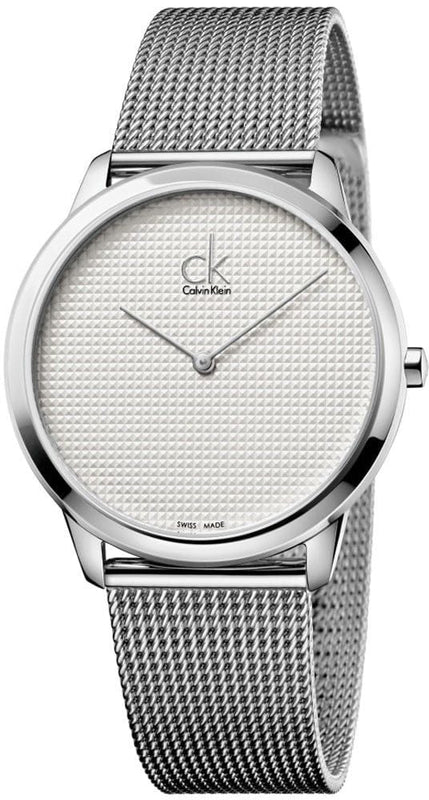 Buy Shop Calvin Klein Minimal White Dial Silver Mesh Bracelet Watch for Men - K3M2112Y USA Online