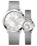 Buy Shop Calvin Klein Minimal White Dial Silver Mesh Bracelet Watch for Men - K3M22126 USA Online