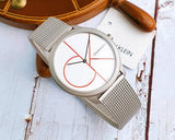 Buy Shop Calvin Klein Minimal White Dial Silver Mesh Bracelet Watch for Men - K3M51152 USA Online