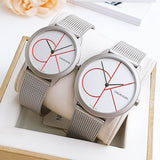 Buy Shop Calvin Klein Minimal White Dial Silver Mesh Bracelet Watch for Men - K3M51152 USA Online