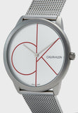 Buy Shop Calvin Klein Minimal White Dial Silver Mesh Bracelet Watch for Men - K3M51152 USA Online