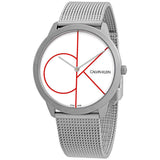 Buy Shop Calvin Klein Minimal White Dial Silver Mesh Bracelet Watch for Men - K3M51152 USA Online