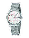 Buy Shop Calvin Klein Minimal White Dial Silver Mesh Bracelet Watch for Men - K3M51152 USA Online