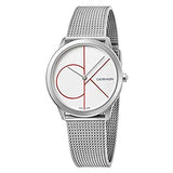 Buy Shop Calvin Klein Minimal White Dial Silver Mesh Bracelet Watch for Men - K3M51152 USA Online