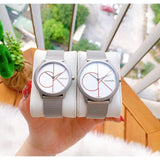 Calvin Klein Minimal White Dial Silver Mesh Bracelet Watch for Men - K3M51152