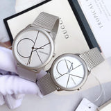 Buy Shop Calvin Klein Minimal White Dial Silver Mesh Bracelet Watch for Men - K3M5115X USA Online