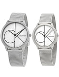 Buy Shop Calvin Klein Minimal White Dial Silver Mesh Bracelet Watch for Men - K3M5115X USA Online