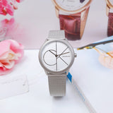 Buy Shop Calvin Klein Minimal White Dial Silver Mesh Bracelet Watch for Women - K3M5215X USA Online
