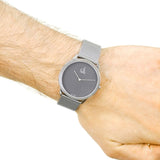 Calvin Klein Minimalist Black Dial Silver Mesh Bracelet Watch for Men - K3M2112X