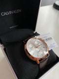 Buy Shop Calvin Klein Posh Chronograph White Dial Brown Leather Strap Watch for Men - K8Q376G6 USA Online