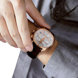 Buy Shop Calvin Klein Posh Chronograph White Dial Brown Leather Strap Watch for Men - K8Q376G6 USA Online