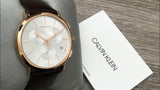 Buy Shop Calvin Klein Posh Chronograph White Dial Brown Leather Strap Watch for Men - K8Q376G6 USA Online