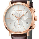 Buy Shop Calvin Klein Posh Chronograph White Dial Brown Leather Strap Watch for Men - K8Q376G6 USA Online