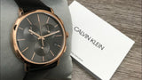 Buy Shop Calvin Klein Posh Grey Dial Black Leather Strap Watch for Men - K8Q376C3 USA Online