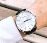 Buy Shop Calvin Klein Posh Silver Dial Black Leather Strap Watch for Men - K8Q311C6 USA Online
