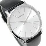 Buy Shop Calvin Klein Posh Silver Dial Black Leather Strap Watch for Men - K8Q311C6 USA Online