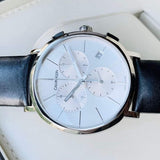 Buy Shop Calvin Klein Posh Silver Dial Black Leather Strap Watch for Men - K8Q371C6 USA Online