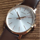 Buy Shop Calvin Klein Posh Silver Dial Brown Leather Strap Watch for Men - K8Q316G6 USA Online