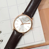 Buy Shop Calvin Klein Posh Silver Dial Brown Leather Strap Watch for Men - K8Q316G6 USA Online
