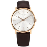 Buy Shop Calvin Klein Posh Silver Dial Brown Leather Strap Watch for Men - K8Q316G6 USA Online